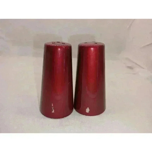 VINTAGE SALT & PEPPER SHAKER SET CHICAGO JOHN HANCOCK CENTER JAPAN BURGUNDY GOLD - Picture 4 of 9